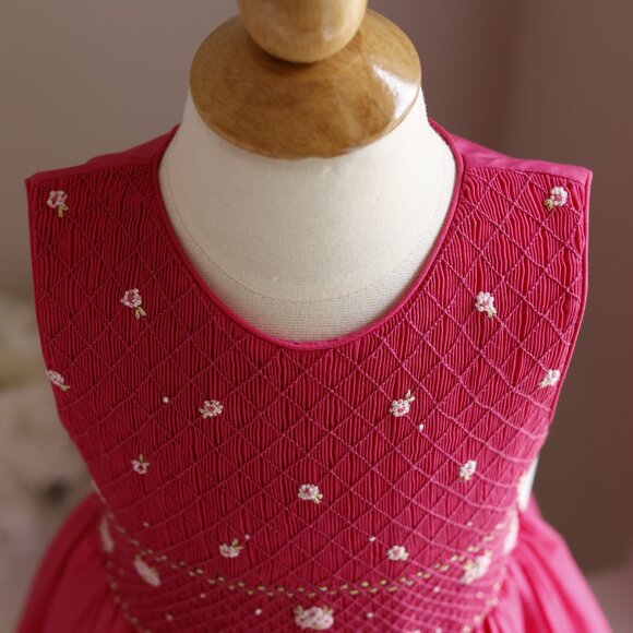 Smocked Pink Dress Size 6x Luli & Me Embroidery Vacation Party Spring Summer NWT - Picture 7 of 9